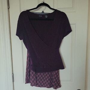 New York & Company Deep Purple Stretch Top With Mayching Skirt